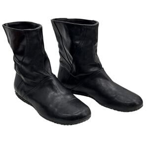 Rive Gauche Firenze Scrunch Boots 39 Women Black Leather Minimalist Casual Italy